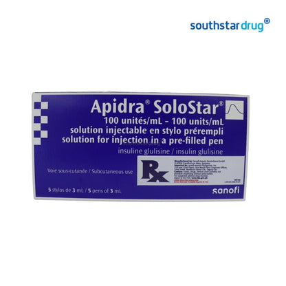 Rx: Apidra Solostar 100IU 3ml Pre-filled pen