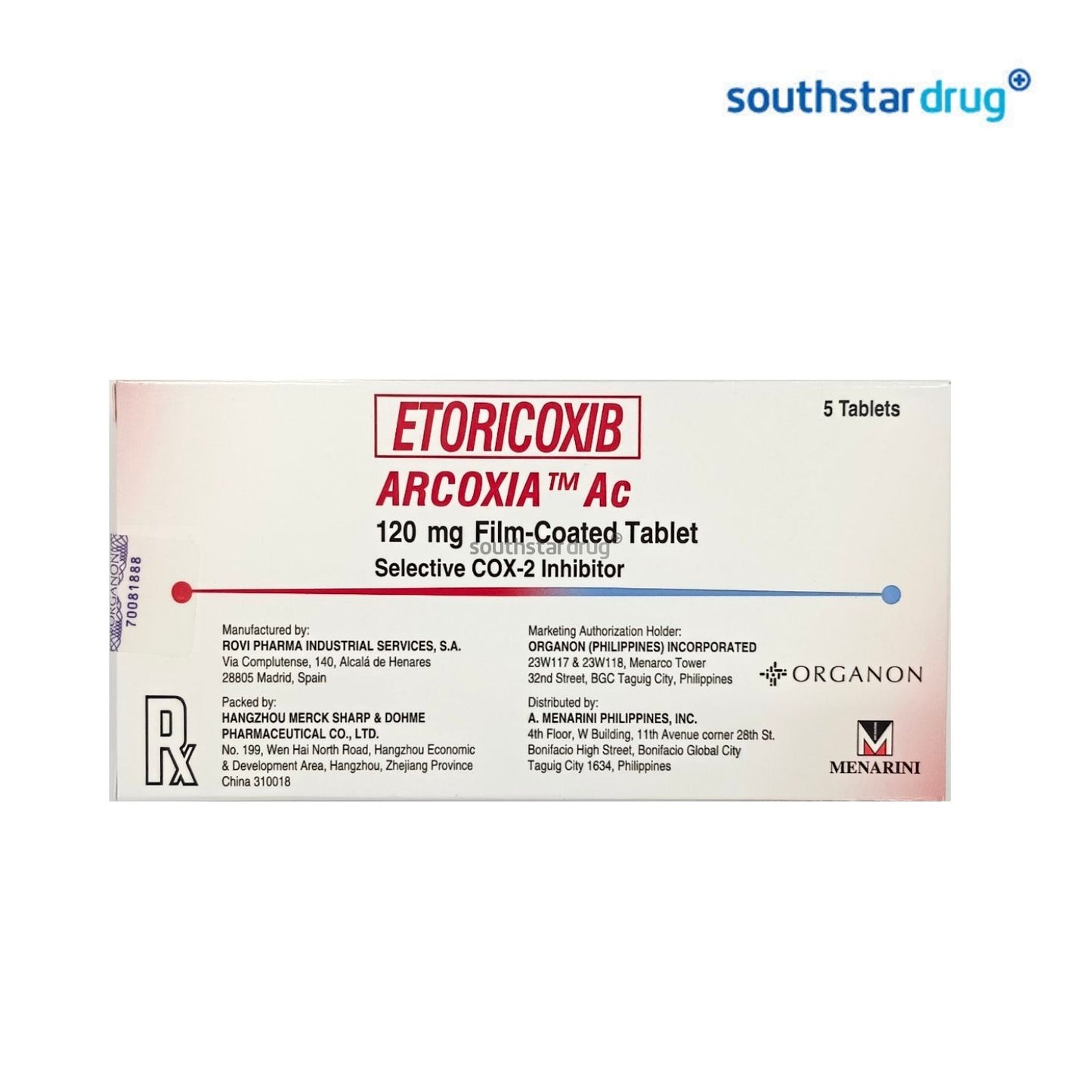 Rx: Arcoxia AC 120mg Tablet 5's