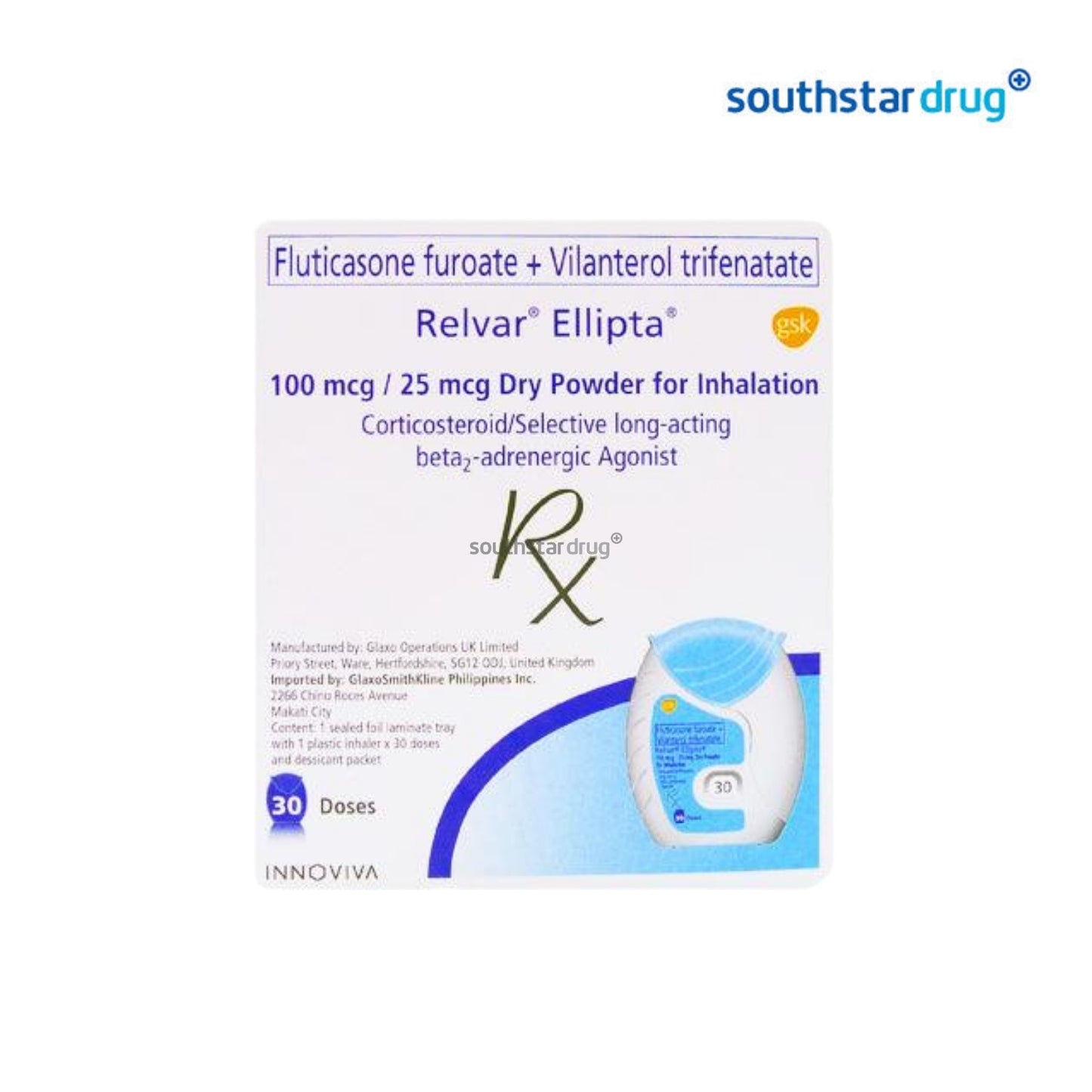 Rx: Relvar Ellipta 100mcg / 25mcg Dry Powder for Inhalation