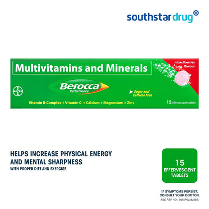 Berocca Mixed Berries Energy Vitamins Effervescent Tablets - 15s - Southstar Drug