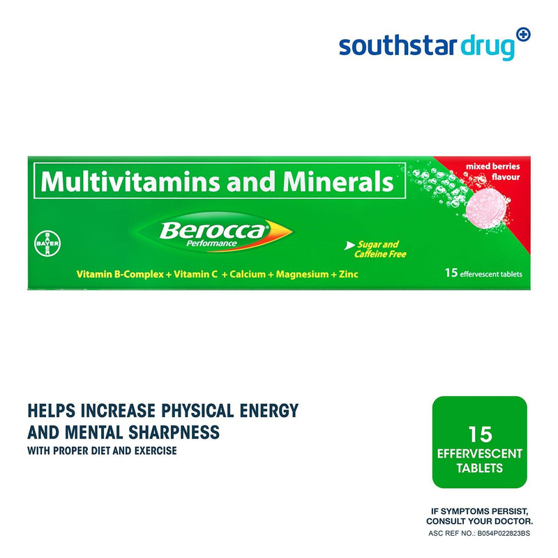 Berocca Mixed Berries Energy Vitamins Effervescent Tablets - 15s - Southstar Drug