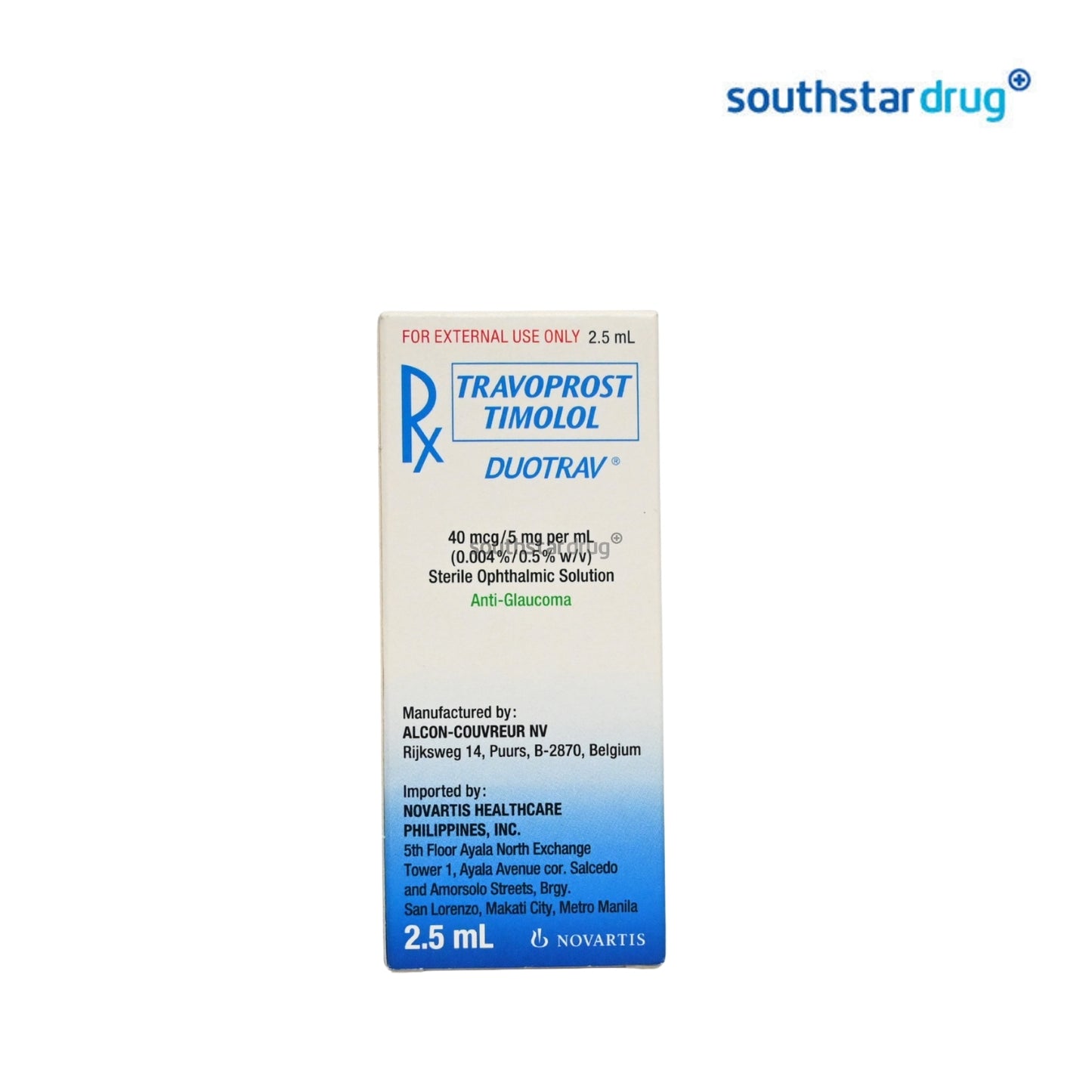 Rx: Duotrav 40mcg / 5mg /ml 2.5ml Eye Drops