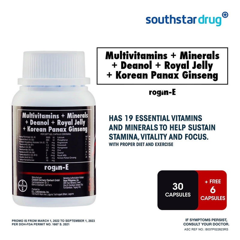 Rogin-E Multivatimins Soft Gel 30+6 Capsule - Southstar Drug