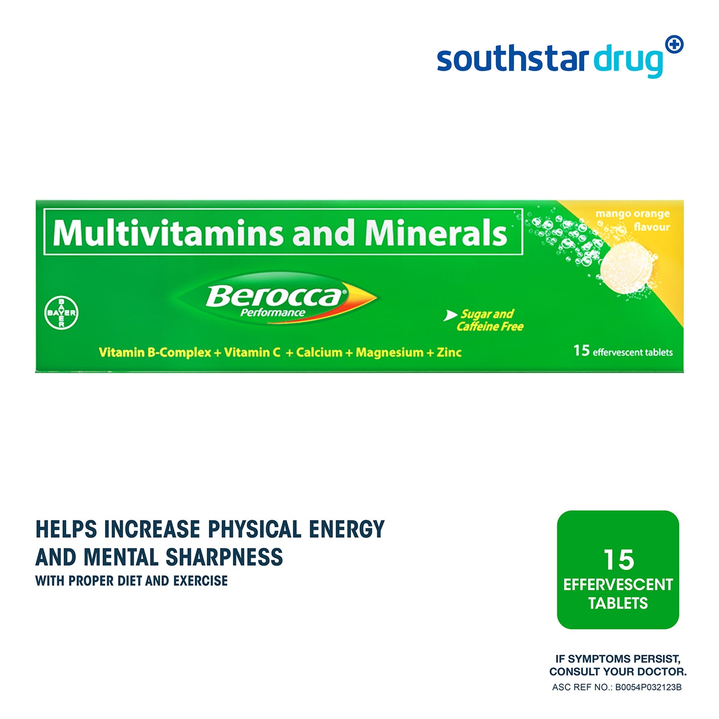 Berocca Mango Orange Energy Vitamins Effervescent Tablets - 15s