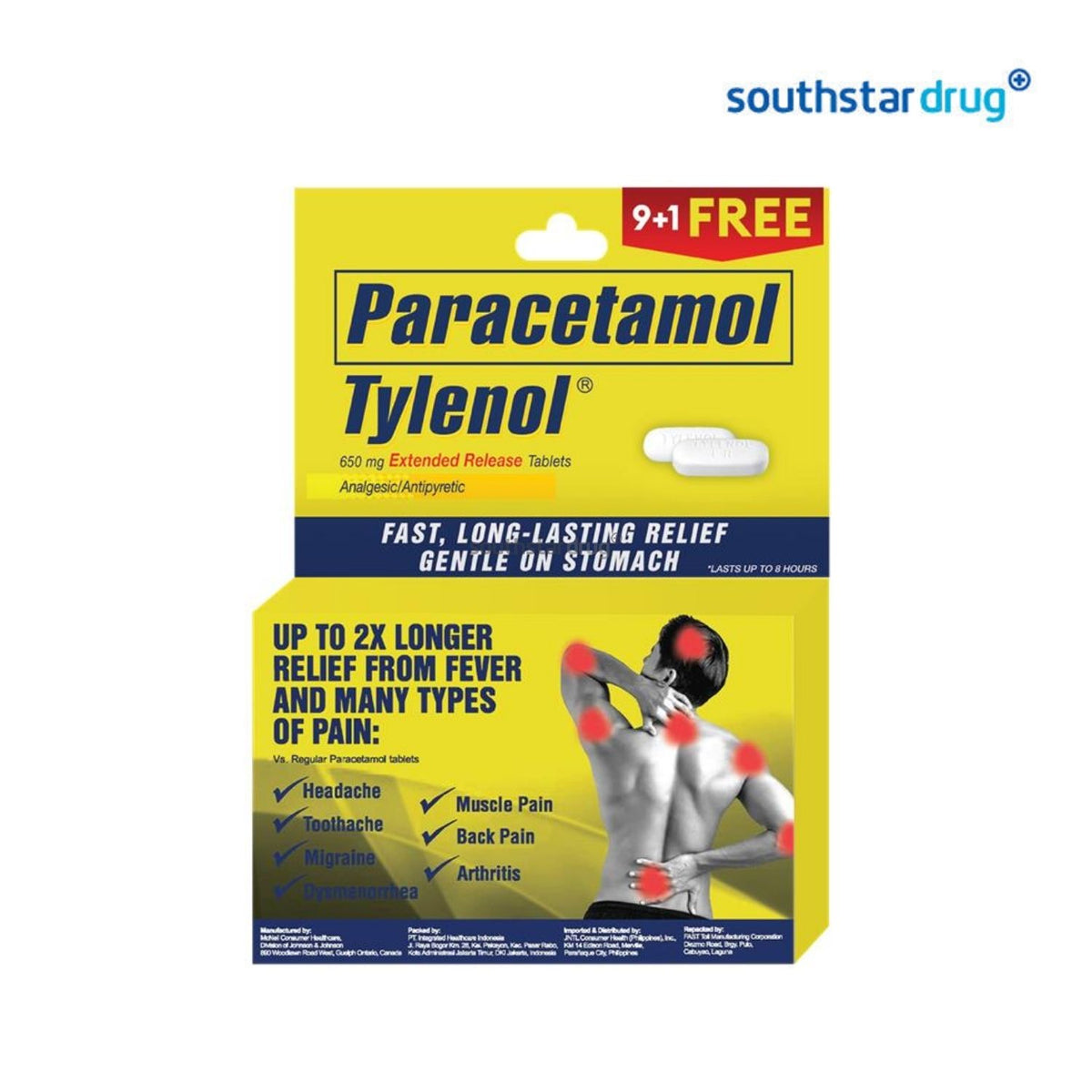 Tylenol 650mg Extended Release Tablet 9+1