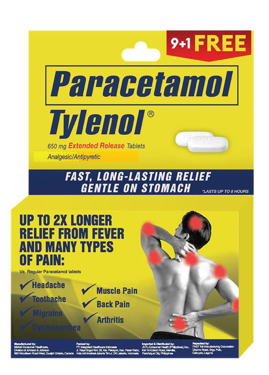 Tylenol 650mg Extended Release Tablet 9+1