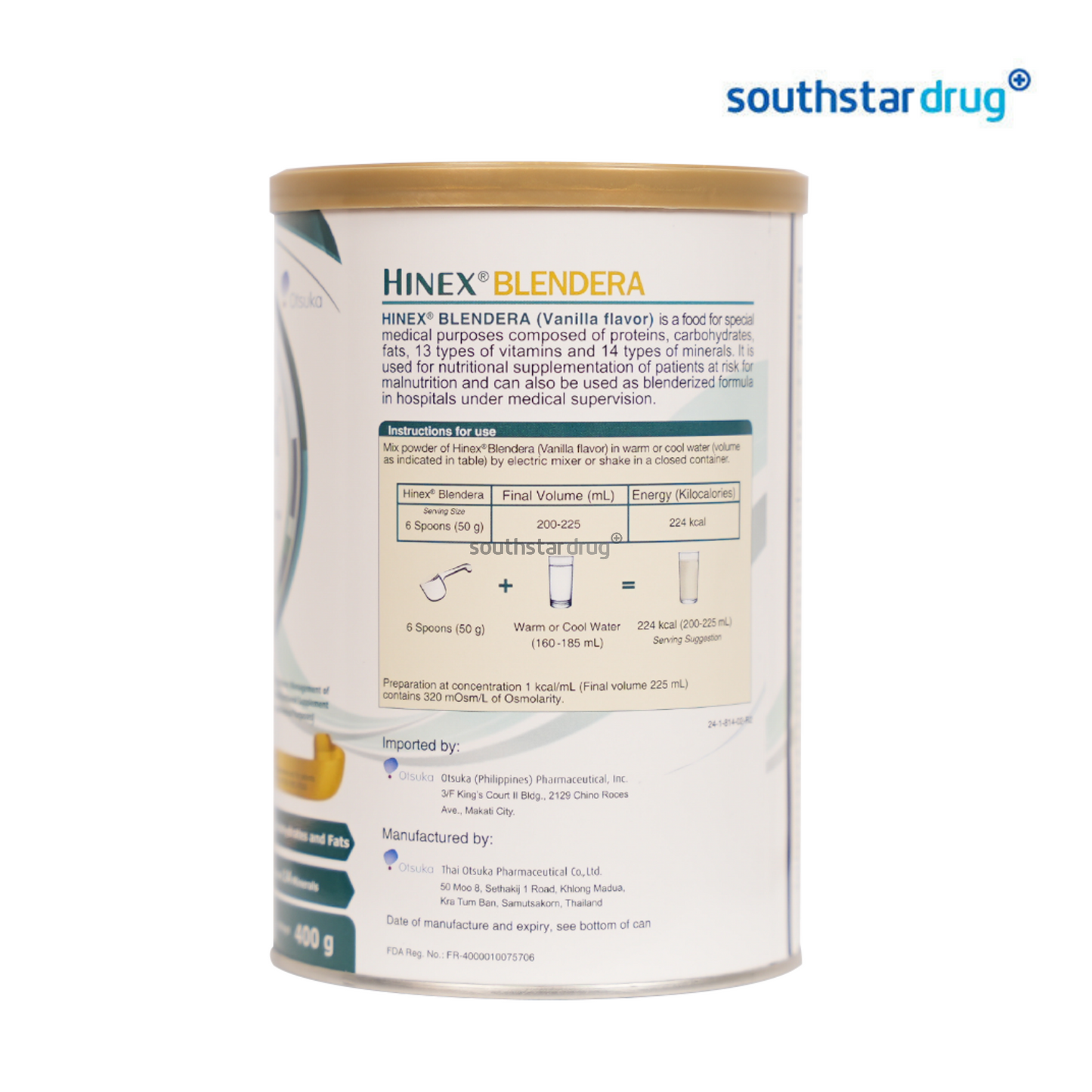 Hinex Blendera Vanilla Milk 400g Can