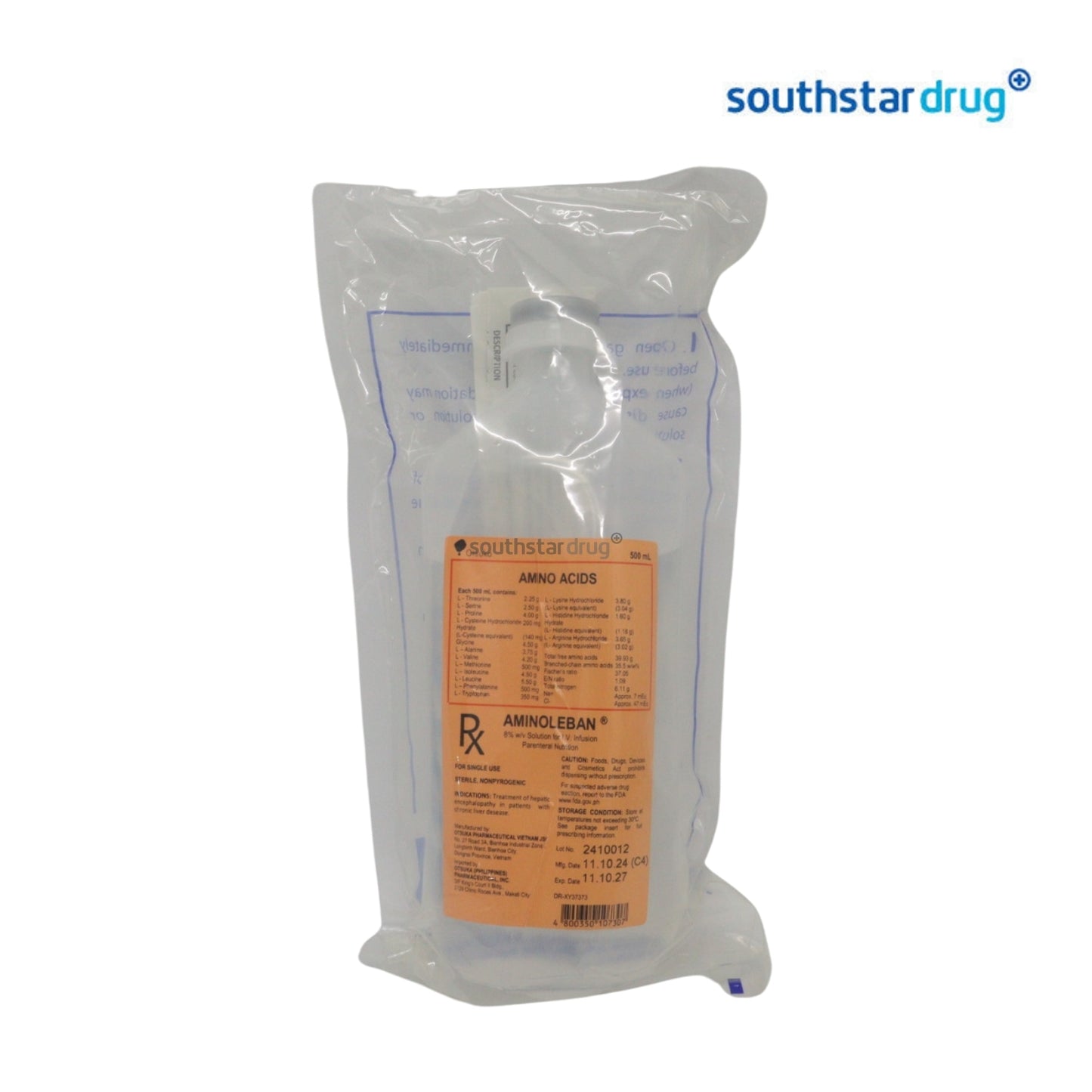 Rx: Aminoleban 8% / 3% / 1000ml 500ml Infusion Solution