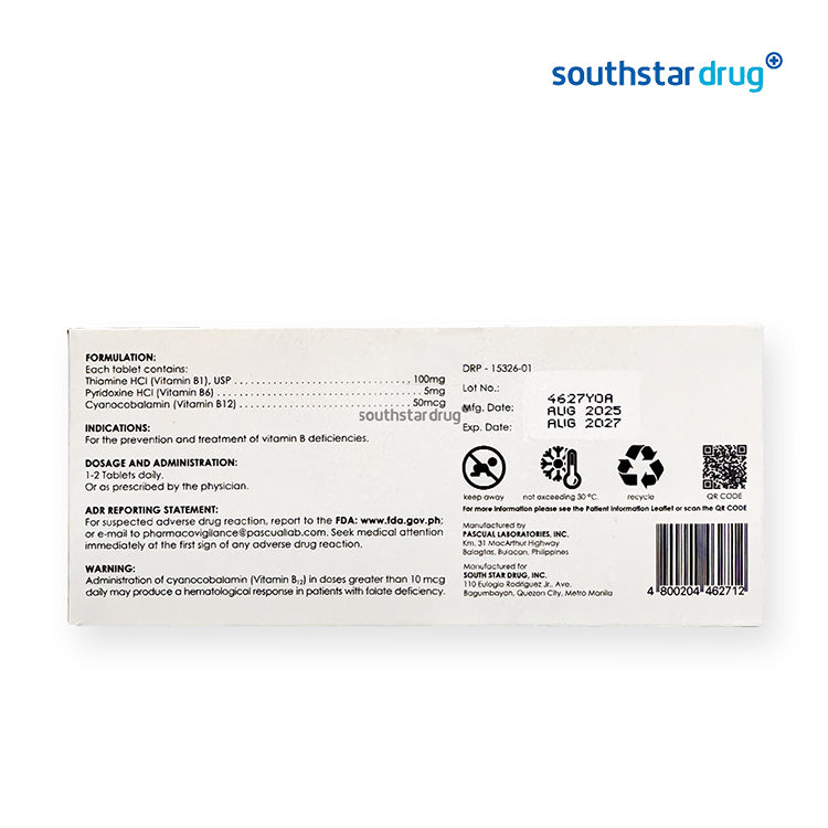 Southstar Drug Vitamin B Complex (20 Tablets) – B-Complex Wellness Support