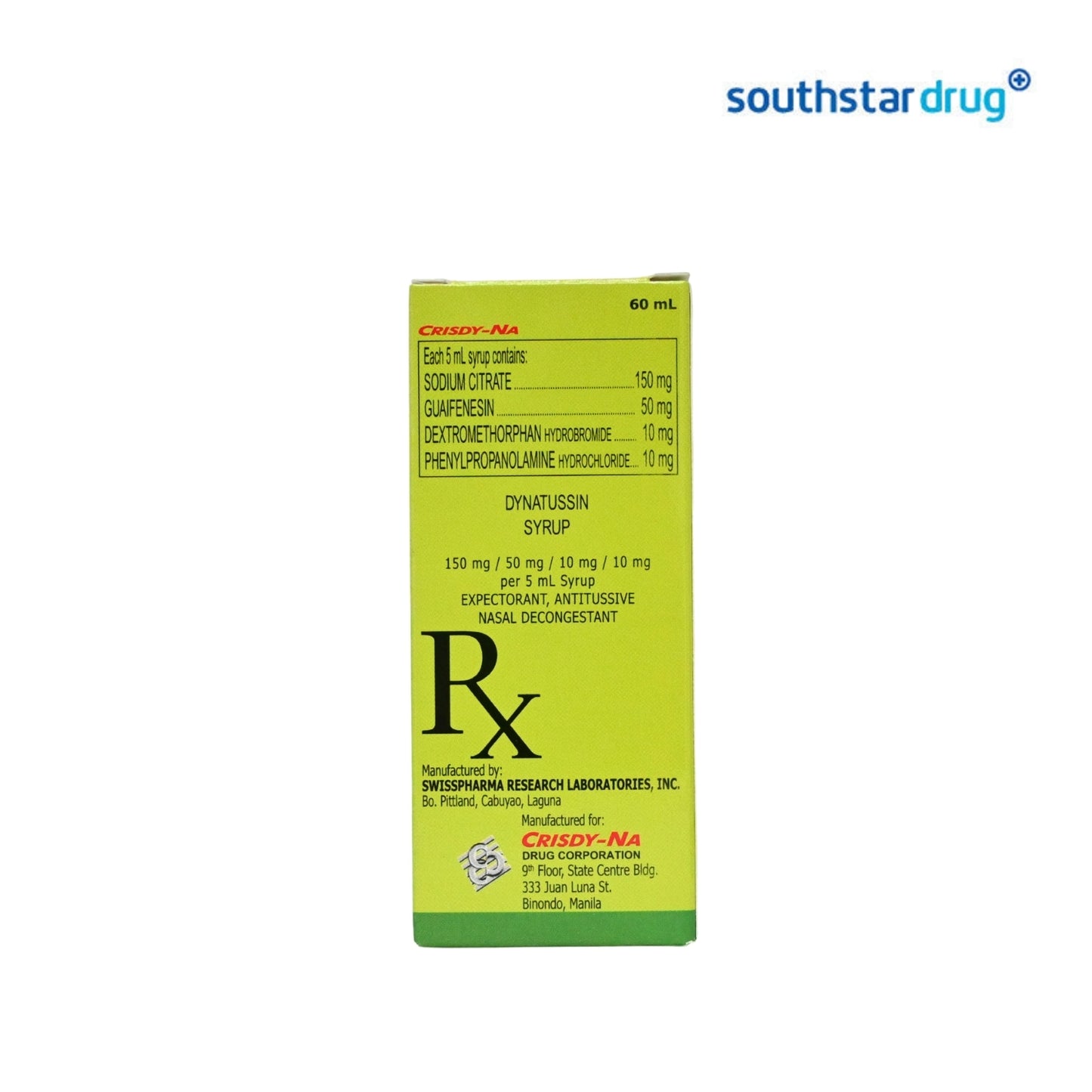 Rx: Dynatussin 250mg 60ml Syrup