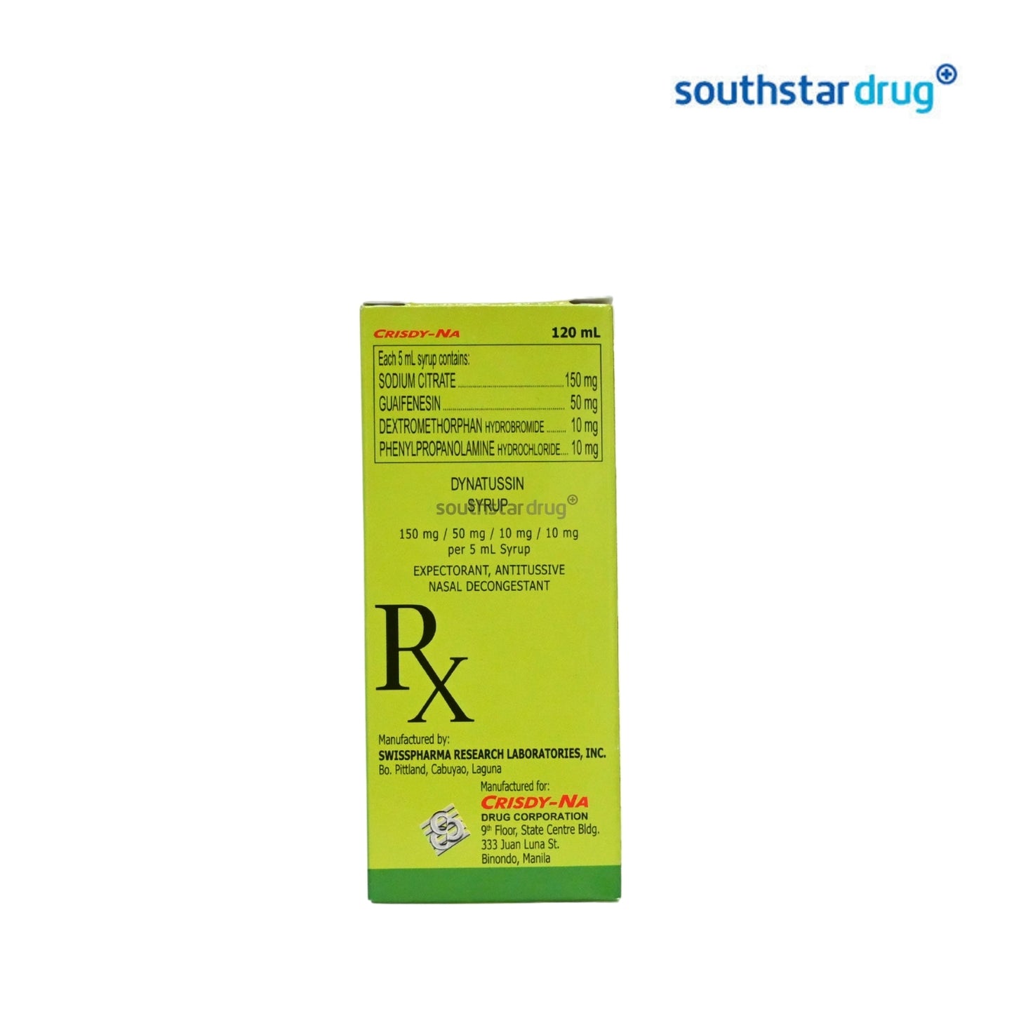 Rx: Dynatussin 250mg 120ml Syrup