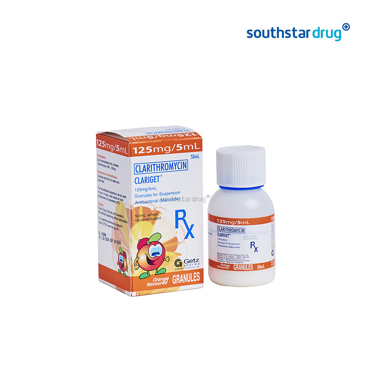 Rx: Clariget Orange Flavor 125mg / 5ml 50ml Oral Suspension