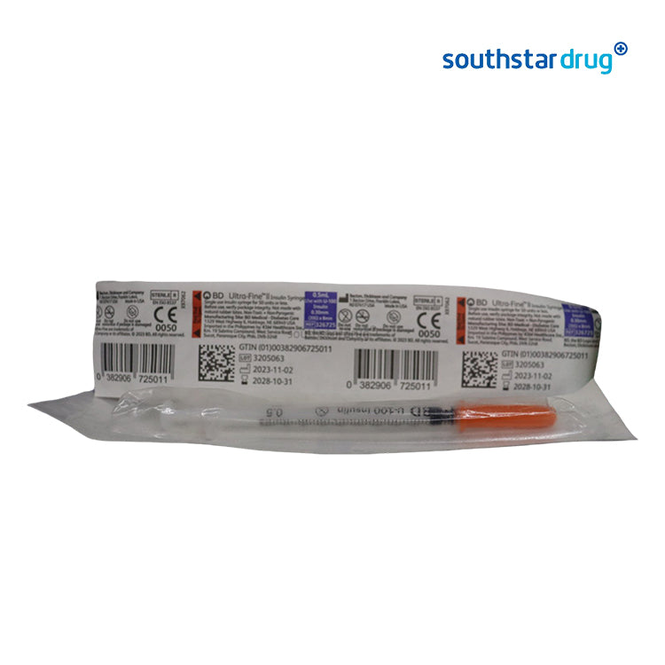 BD Insulin Ultrafine 8mm x g Syringe 0.5ml