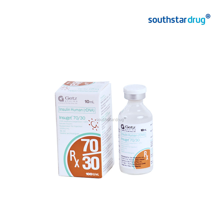 Rx: Insuget 70/30 100 IU Solution for Injection 10ml