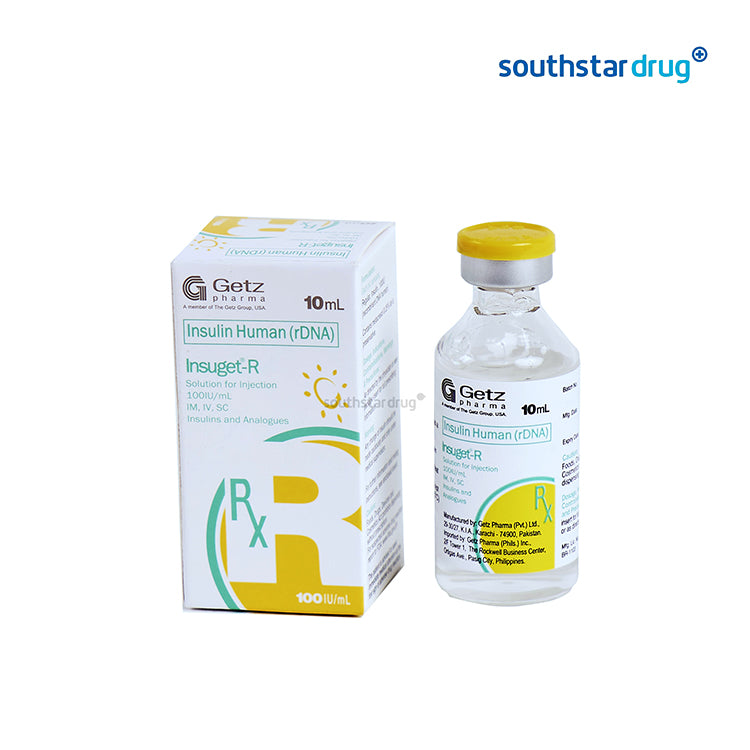 Rx: Insuget R 100 IU /ml 10ml Vial