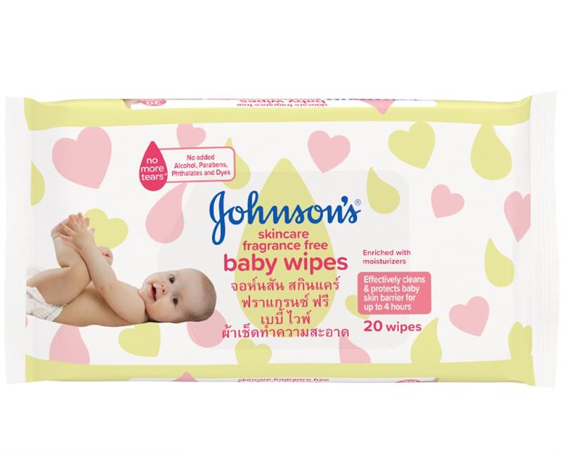 Johnson's Baby Wipes Skin Care Fragrance Free - 20s