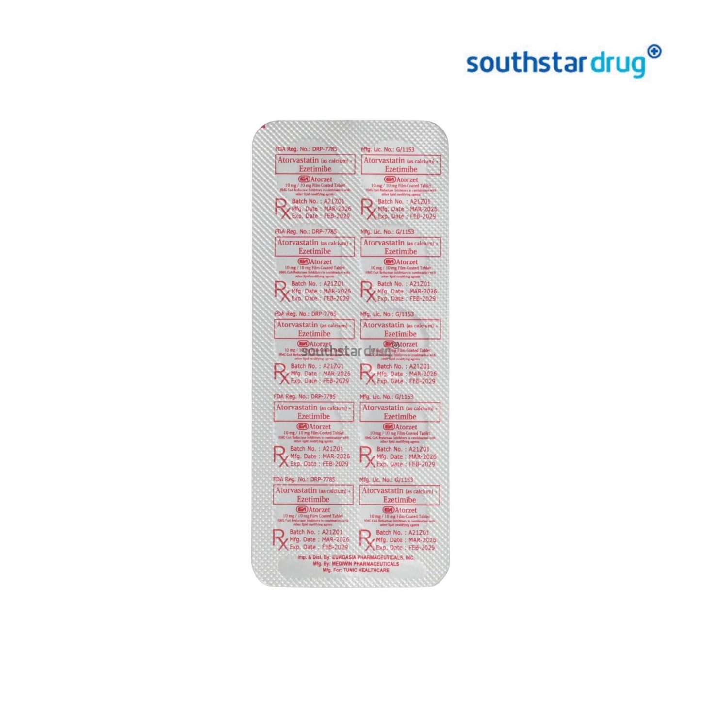 Rx: Atorzet 10mg / 10mg Tablet