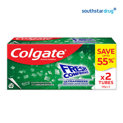 Colgate Fresh Confidence Cooling Crystals Cool Menthol Fresh Toothpaste 120g Twin Pack Save Up to 55%