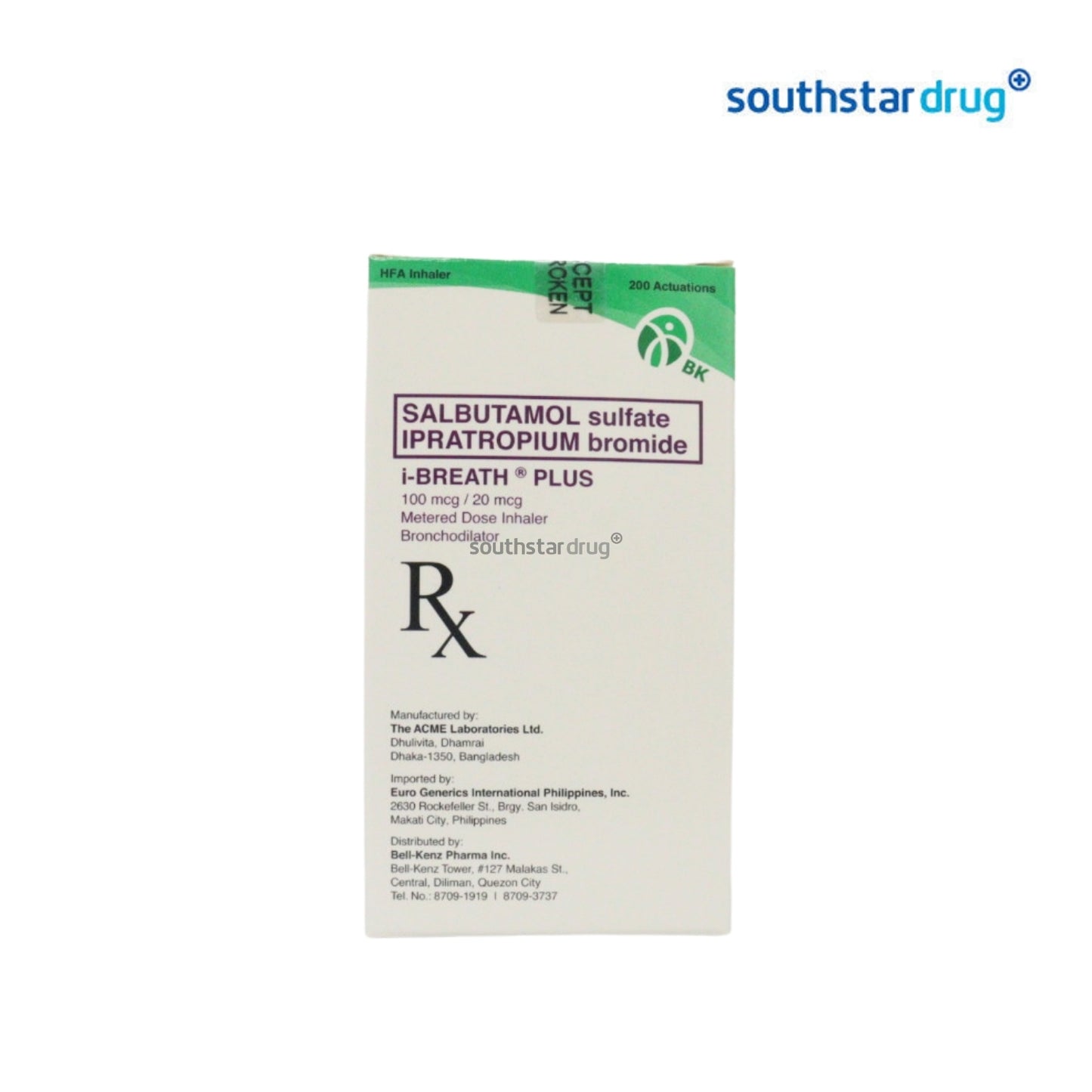 Rx: I Breath Plus 100mcg / 20mcg Metered Dose Inhaler