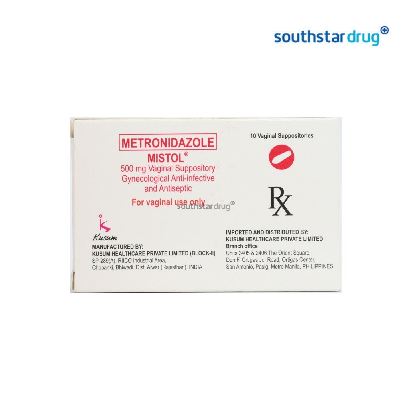 Rx: Mistol 500mg Vaginal Suppository