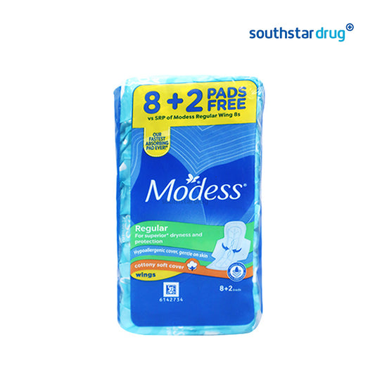 Modess Regular Cotton Wings 8 + 2 Pads