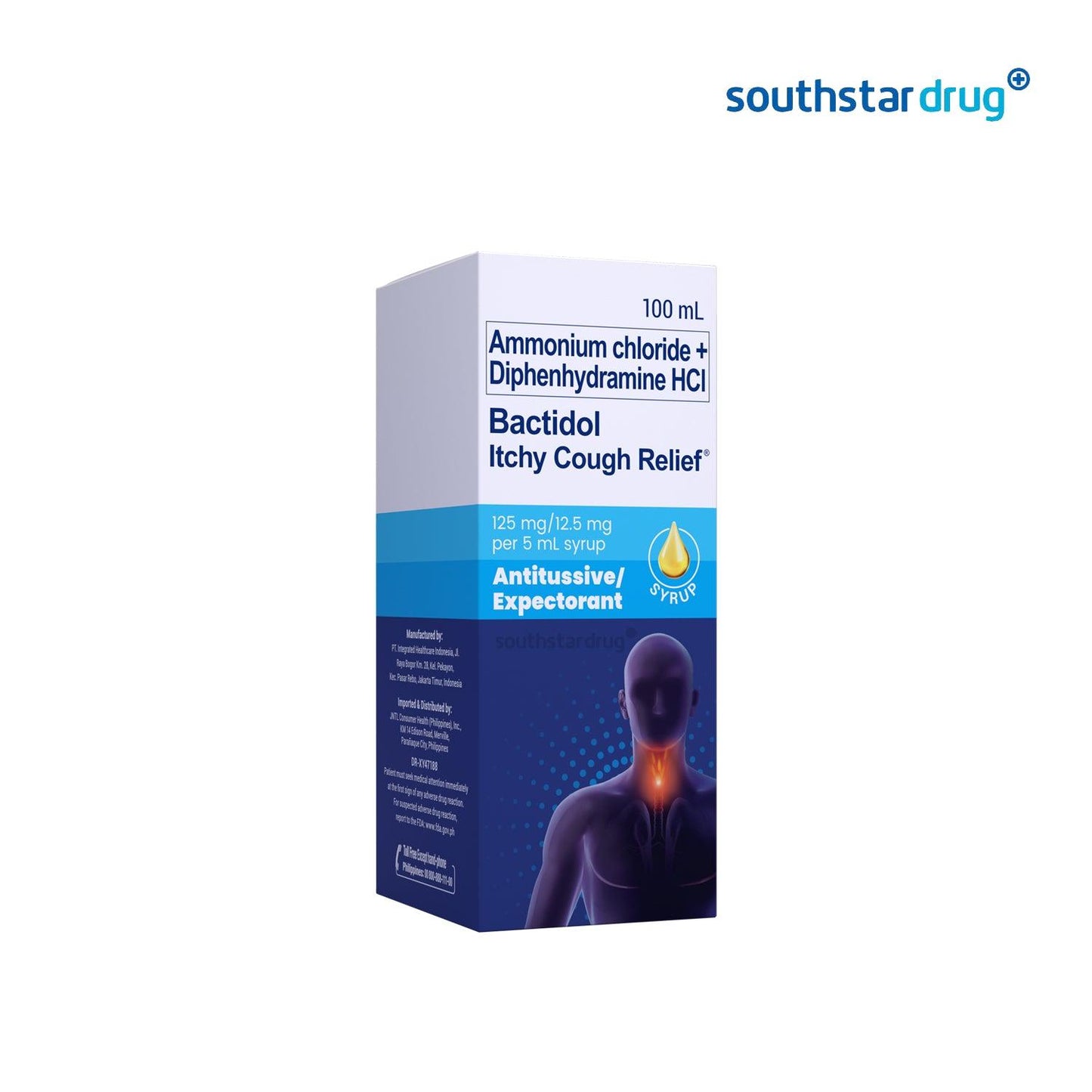 Bactidol Itchy Cough Relief 125mg/12.5mg/5ml Syrup 100ml - Southstar Drug