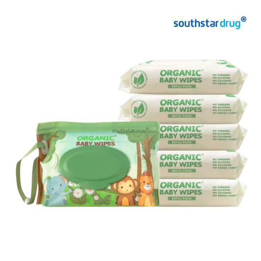 Organic Baby Wipes 64s x 5 with Free Pouch