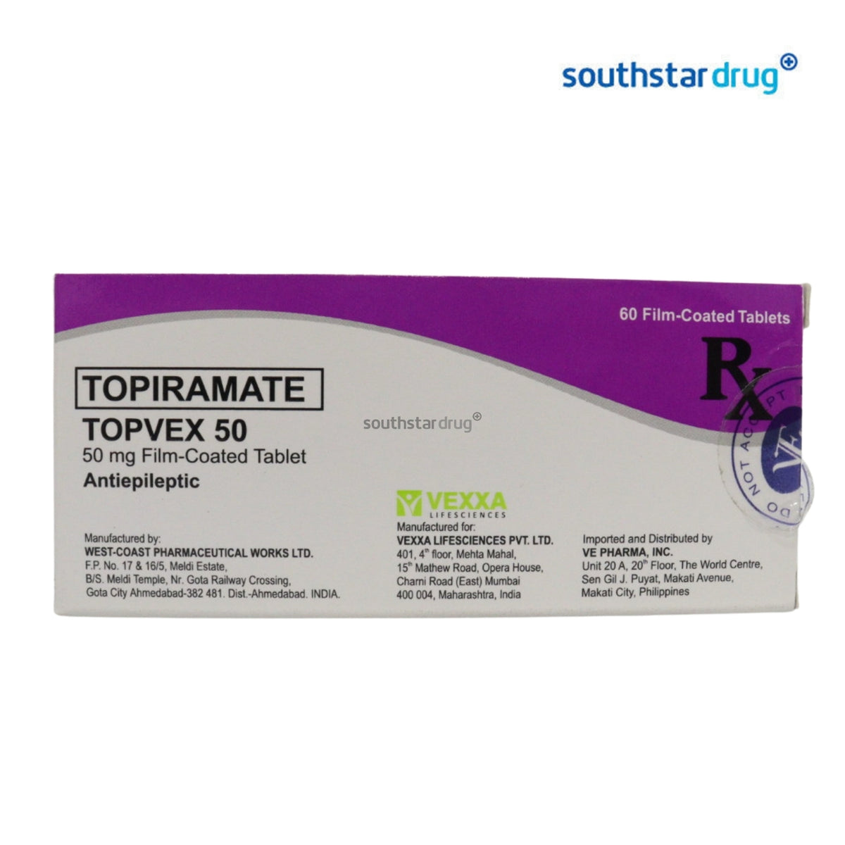 Rx: Topvex 50 50mg Tablet