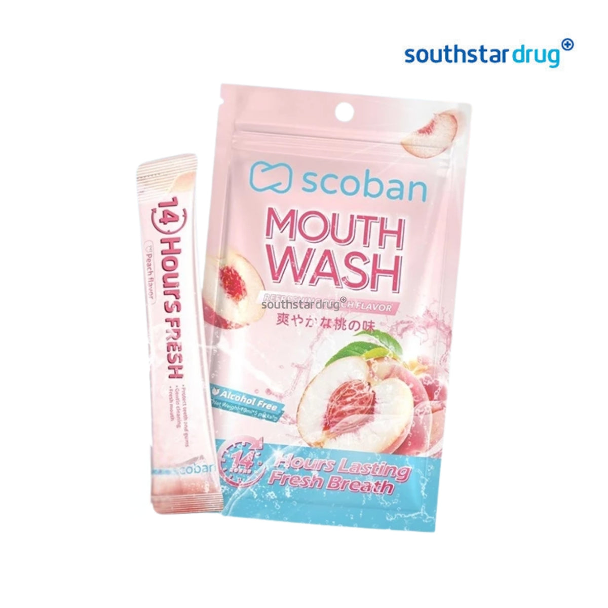 Scoban Mouthwash Peach 10ml Sachet