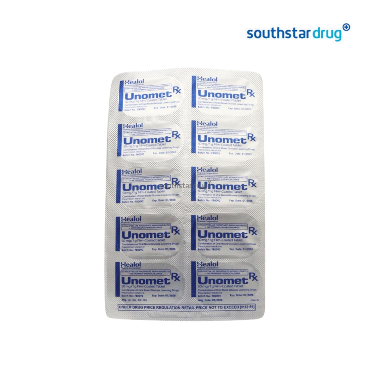 Rx: Unomet 50mg/1g Film-coated Tablet