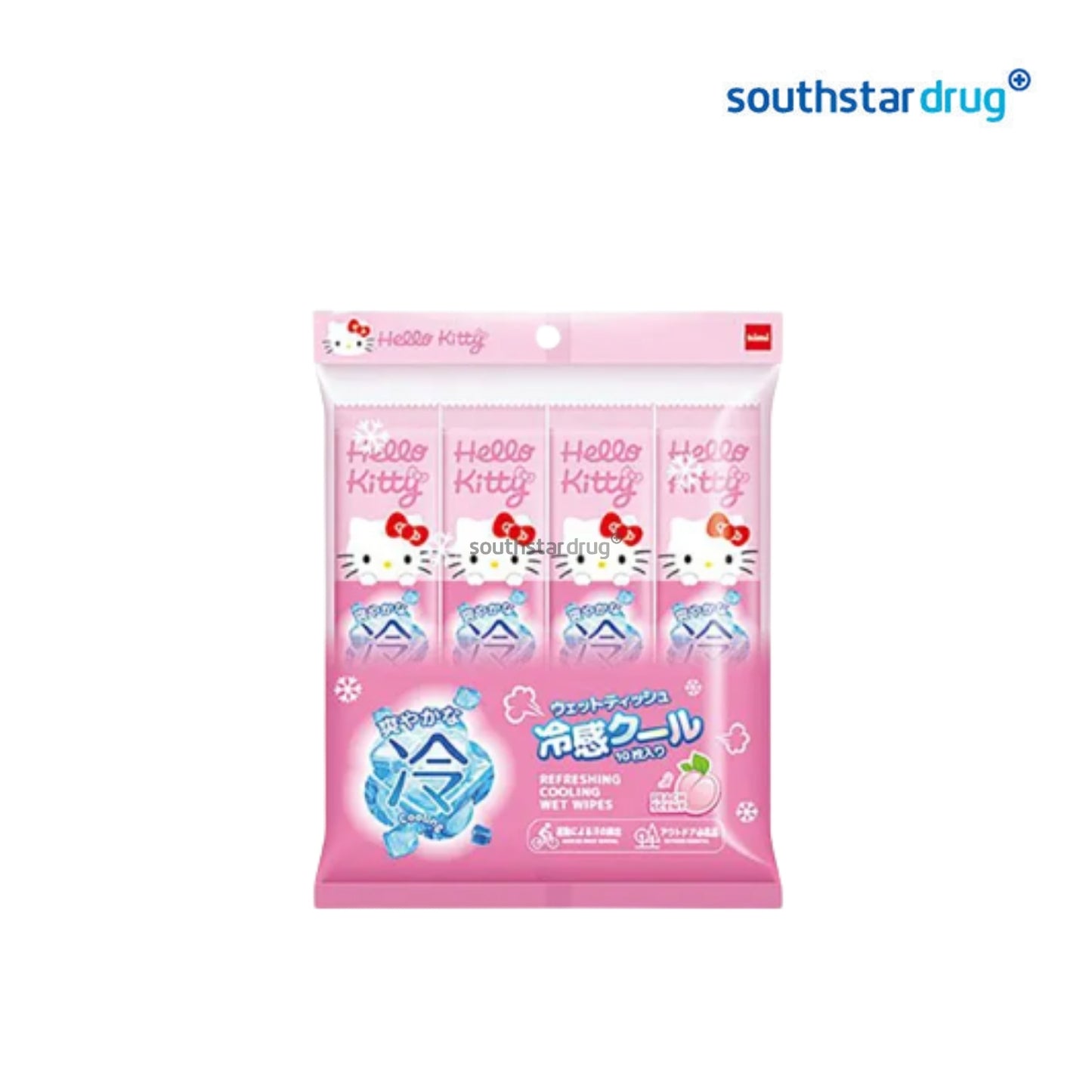Kimi Hello Kitty Peach Scent Cooling Wipes - 10s