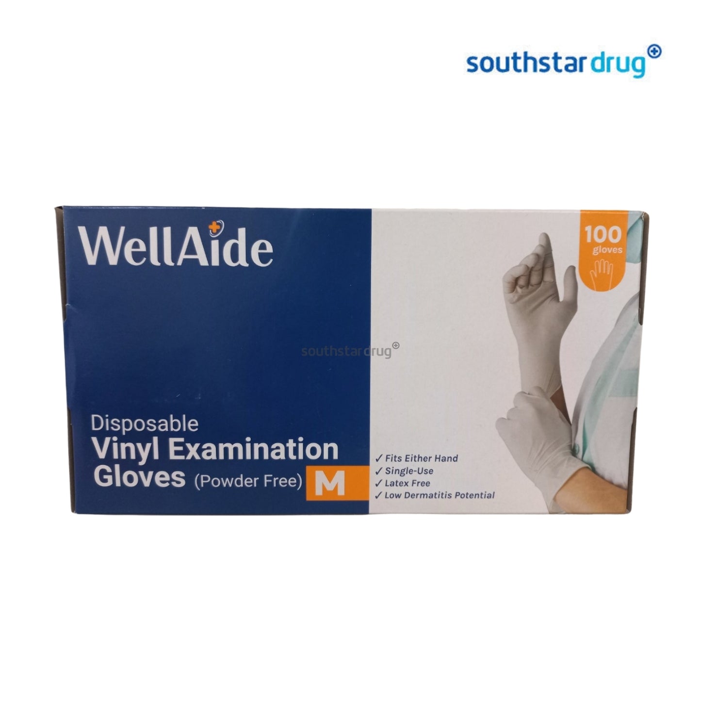 Wellaide Disposable Gloves Vinyl Powder-free M - 100pcs