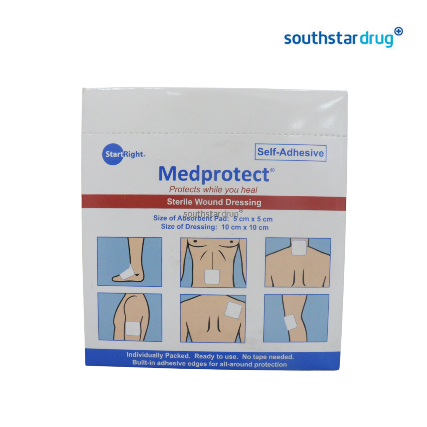 MedProtect Adhesive Wound Dressing 10x10cm 25 Dressings – First Aid Wound Coverage