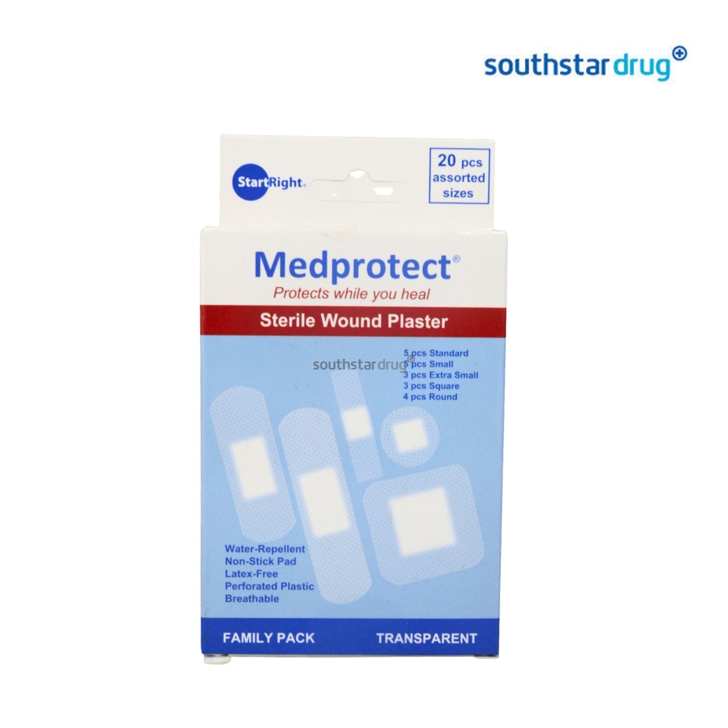 MedProtect Transparent Assorted Plasters 20 Plasters – Everyday First Aid Protection