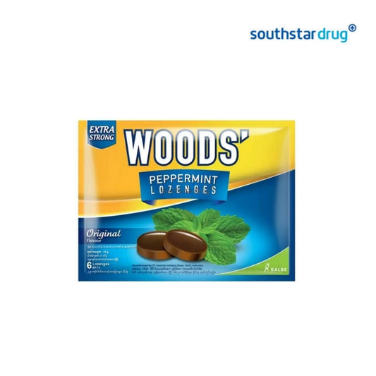 Woods Original Peppermint Lozenges 6s 15g - For Sore Throat and Cough Relief