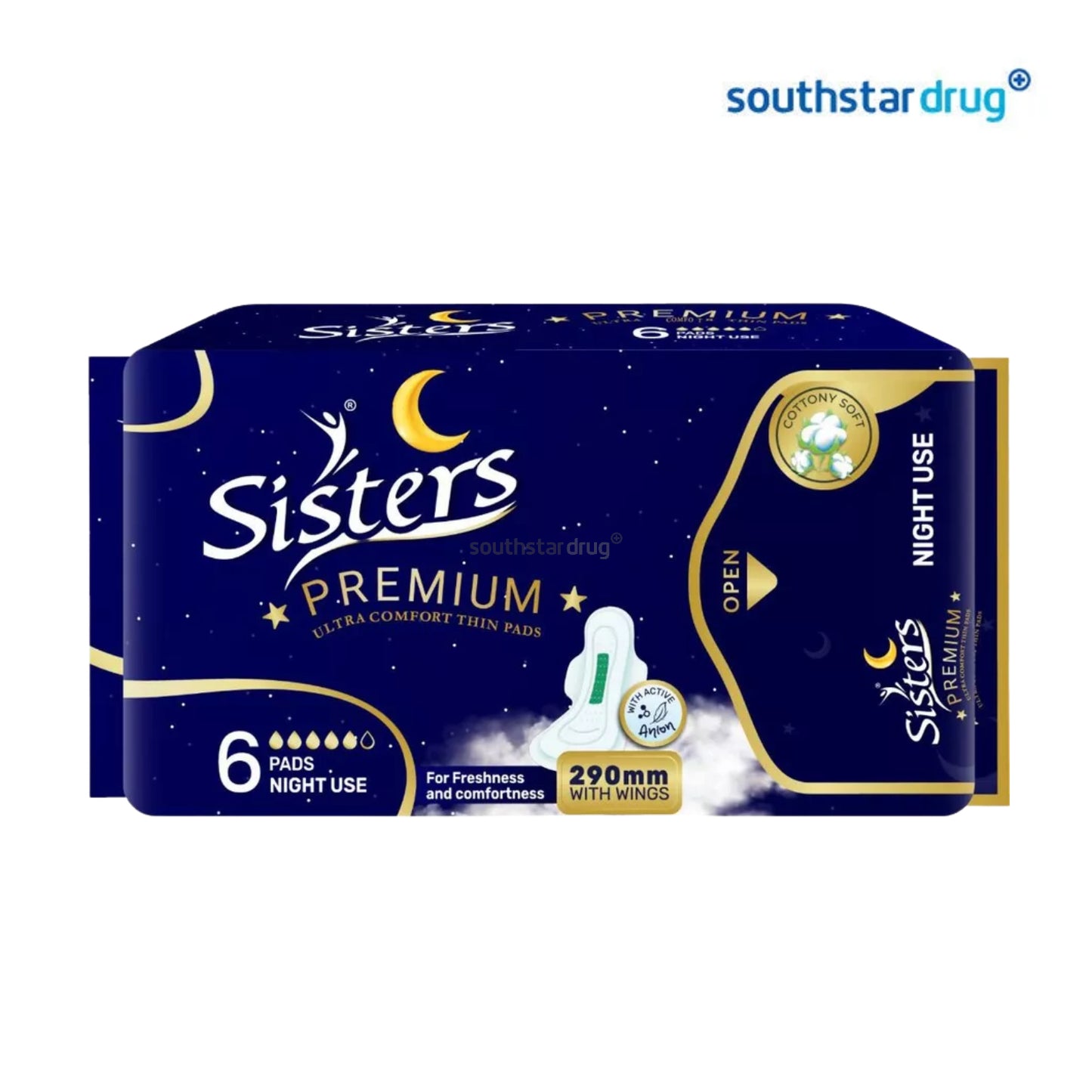 Sisters Premium Ultra Thin Napkin with Wings 290mm (6 Pads) – Extended Day Protection for Medium to Heavy Flow