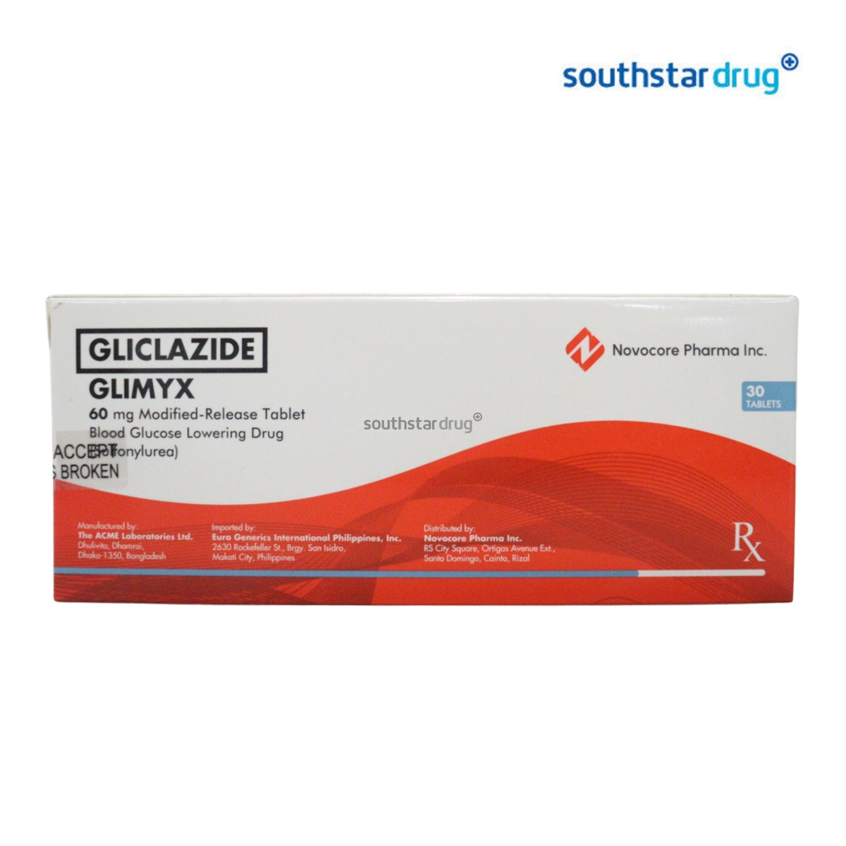 Rx: Glimyx 60mg Modified-Release Tablet 1pc