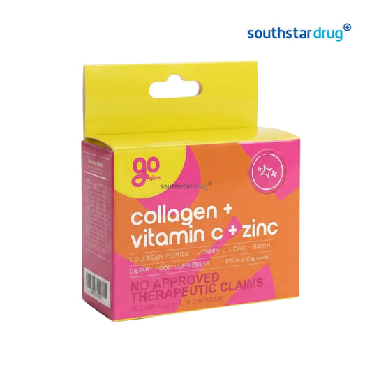 Go Glow Collagen + Vitamin C + Zinc 500mg Capsules - 30s
