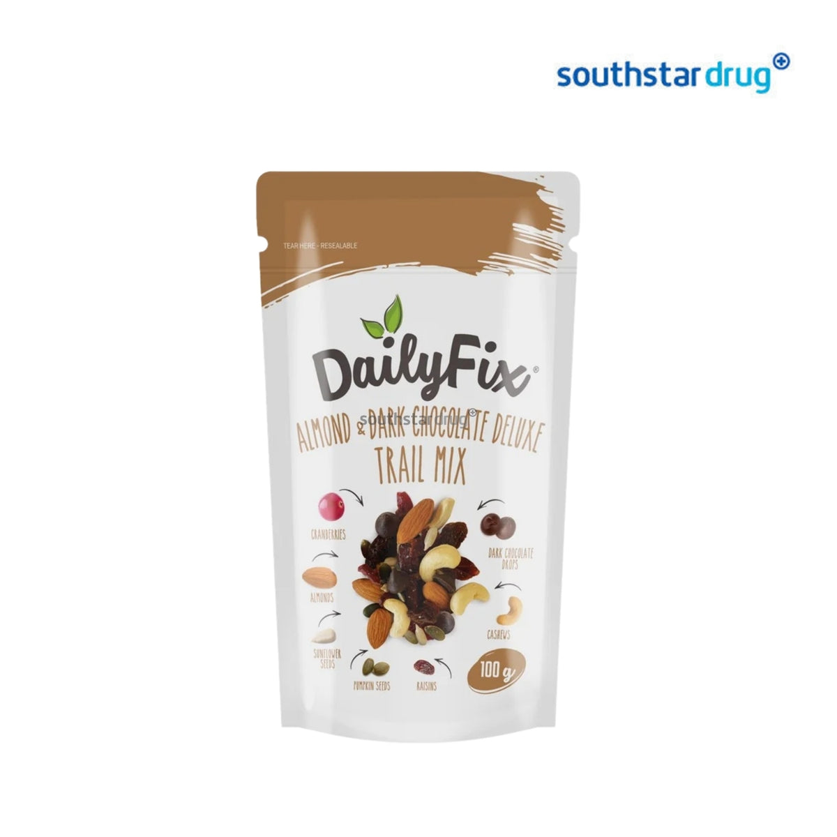 DailyFix Almond Dark Choco Deluxe Trail Mix 100g (1 Pack) – Night and Fruit Snack
