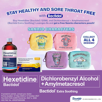 Bactidol Throat Relief Kit Free Sanrio Mystery Bag (1 Kit) – Throat Care and Relief Support