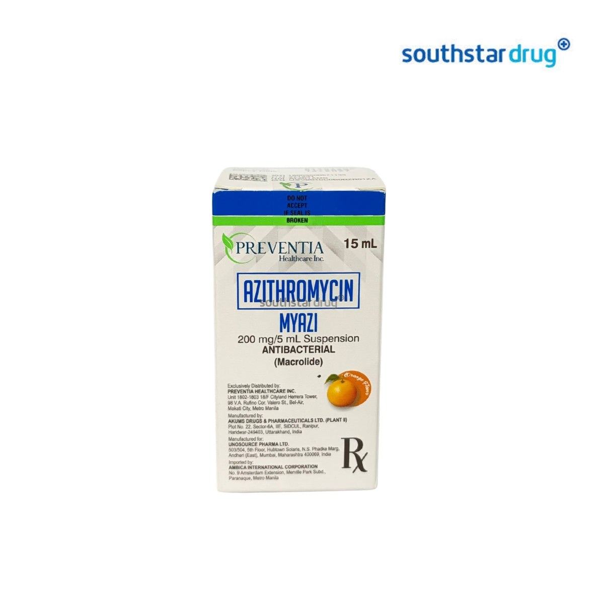 Rx: Myazi 200mg/5ml Suspension