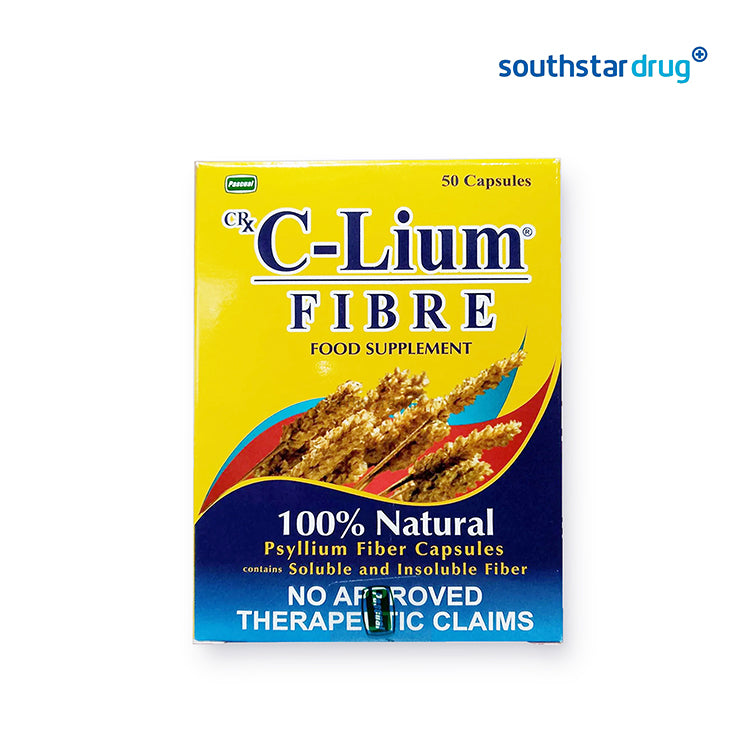 C-Lium Fibre Remedial capsule bottle for digestive wellness