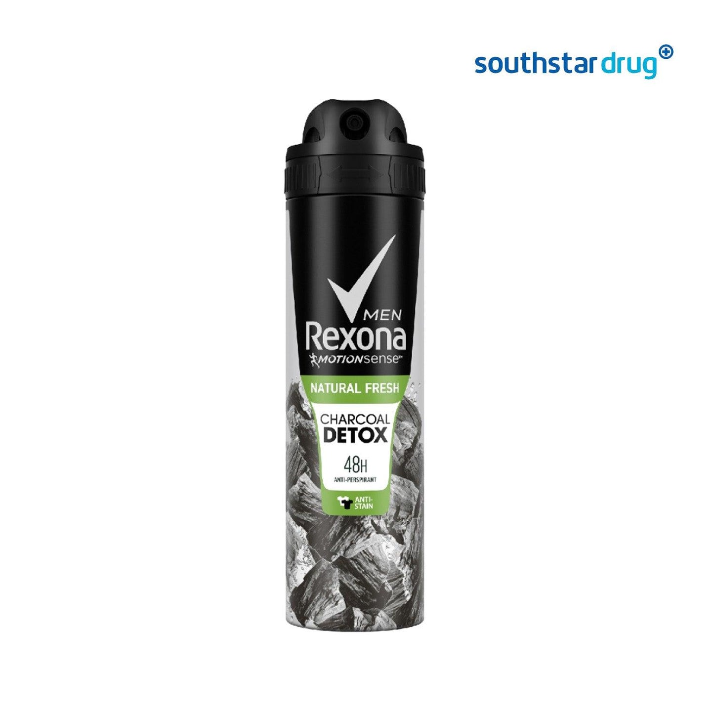 Rexona Men Natural Fresh Charcoal Detox Aerosol 150ml - Southstar Drug