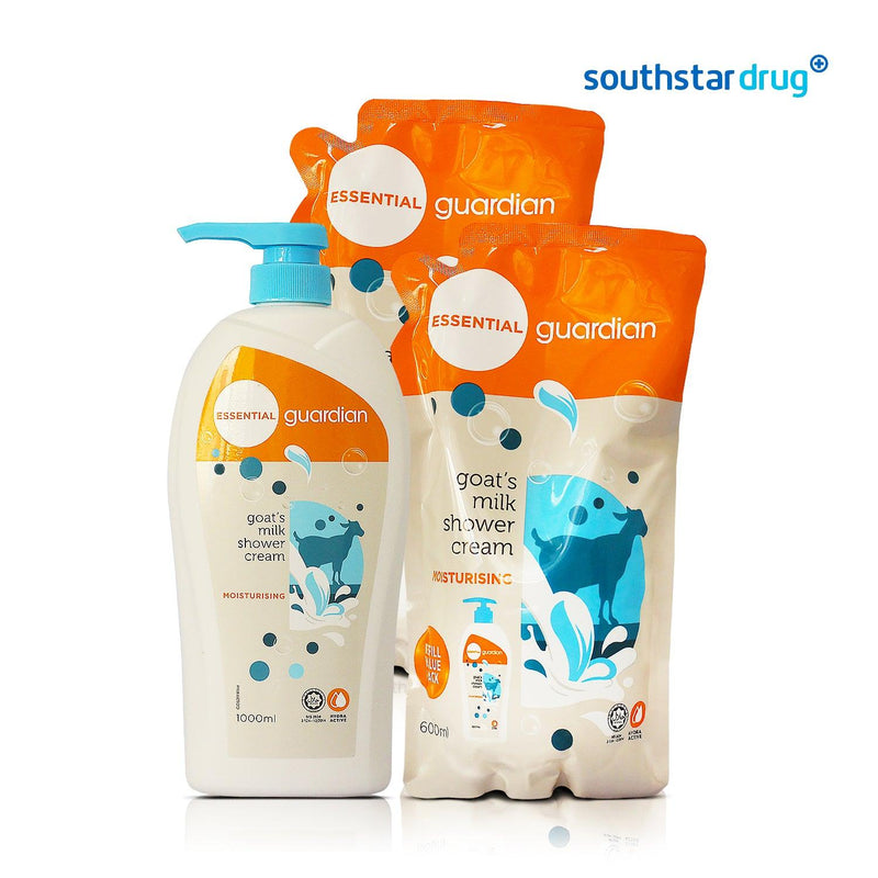 Guardian Essential Goat’s Milk Moisturizing Shower Cream 1L + 2pcs Refill 600ml - Southstar Drug