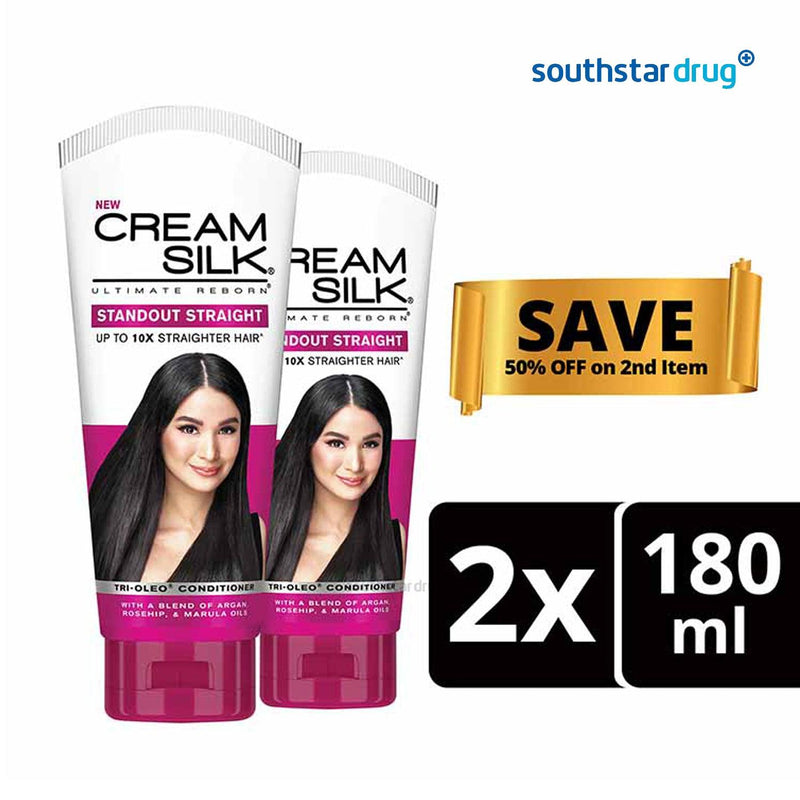Cream Silk Hair Reborn Conditioner Standout Straight With Frizz Defense Complex 180mlx2 - Southstar Drug