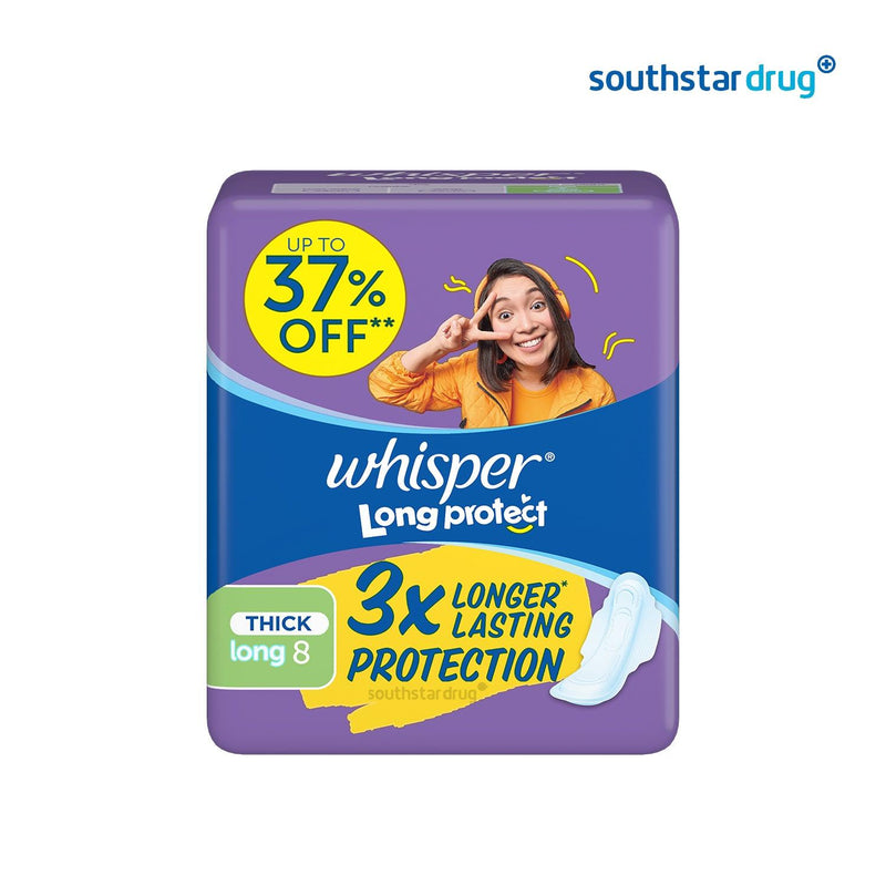 Whisper Long Protect Sanitary Napkin with Wing - 8s - Southstar Drug
