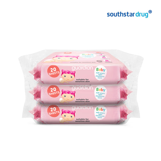 Guardian Baby Wipes Light Chamomile 20s x 3