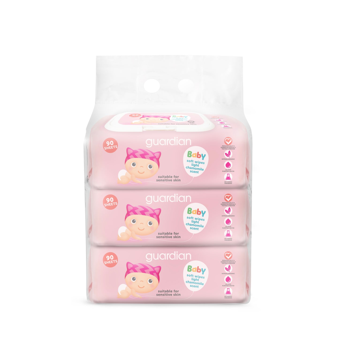 Guardian Baby Wipes Light Chamomile 90s x 3