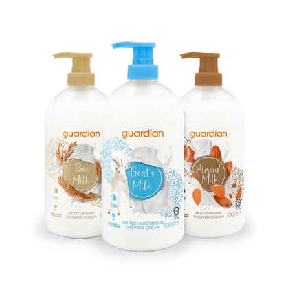 Guardian Shower Cream Set (Rosemary + Goat’s Milk + Almond Milk) 1L x3 Pump Bottles