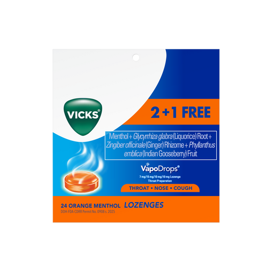 Vicks VapoDrops Orange Menthol Lozenges - 24s
